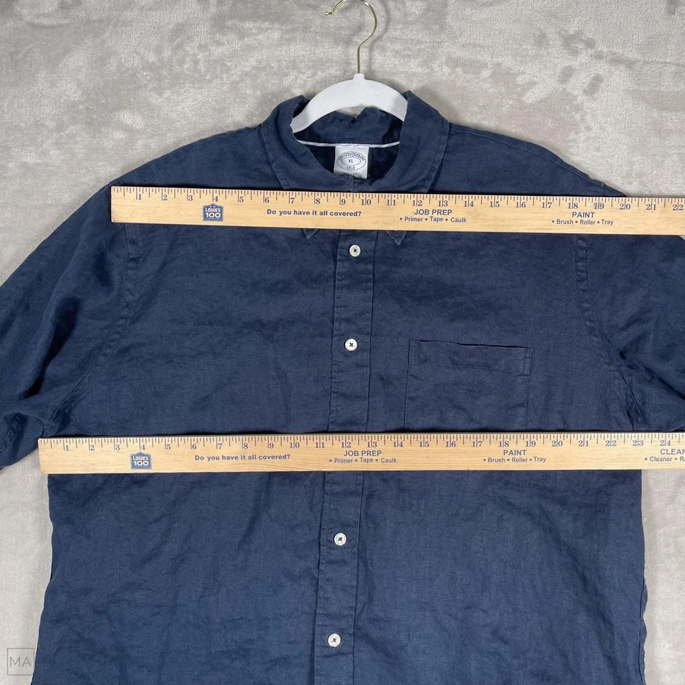 Brooks Brothers Men's Shirt Button Down 100% Linen Coastal Casual XL Blue